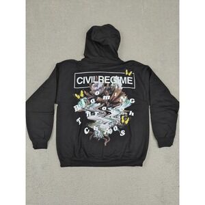 Civil Regime Hoodie Mens Large Black New Bloom Butterfly Graphic Streetwear New